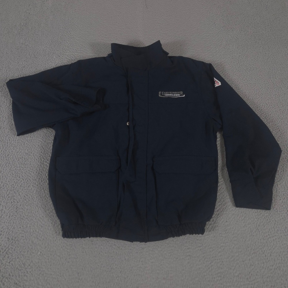 Bulwark Jacket Mens L Navy FR Lined Bomber Nomex Flame Resistant Safety